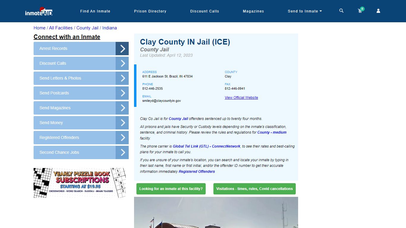 Clay County IN Jail (ICE) - Inmate Locator - Brazil, IN