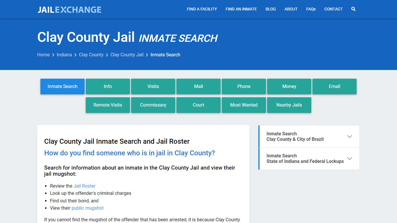 Inmate Search: Roster & Mugshots - Clay County Jail, IN - Jail Exchange