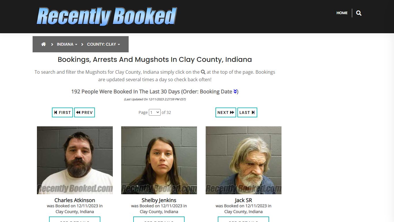 Recent bookings, Arrests, Mugshots in Clay County, Indiana