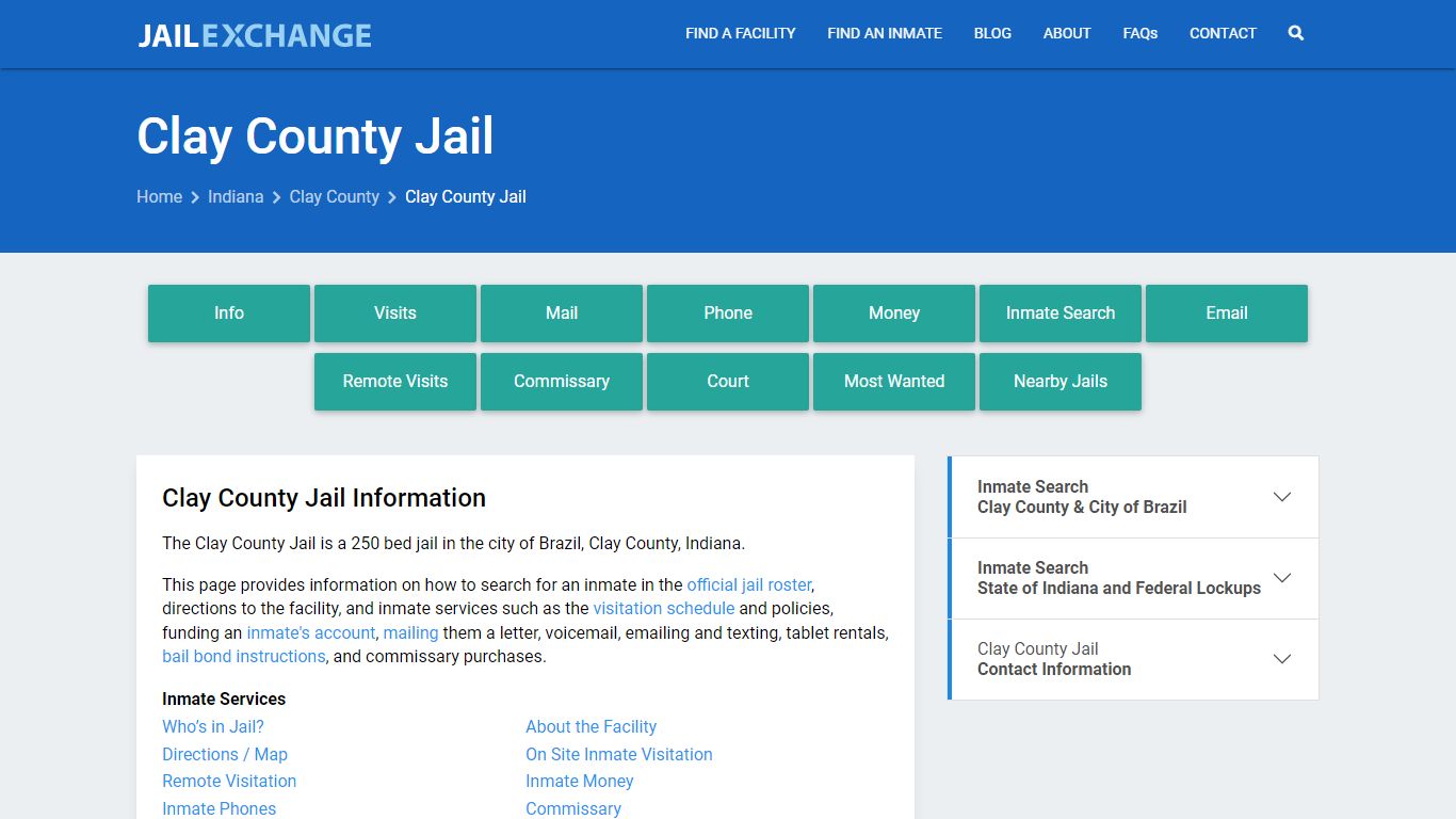 Clay County Jail, IN Inmate Search, Information - Jail Exchange